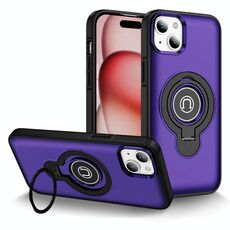 Per iPhone 15 Custodia magnetica con supporto ad anello (viola)
