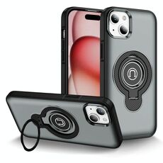 Per iPhone 15 Plus Custodia magnetica con supporto ad anello (grigio)