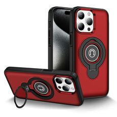 Per iPhone 15 Pro Max Custodia magnetica per telefono con supporto ad anello (rosso)