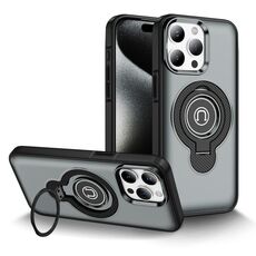 Per iPhone 15 Pro Max Custodia magnetica con supporto ad anello (grigio)