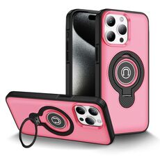 Per iPhone 15 Pro Max Custodia magnetica per telefono con supporto ad anello (rosa brillante)