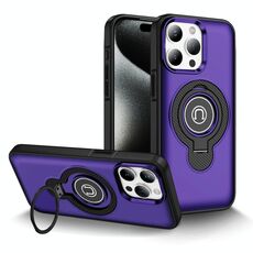 Per iPhone 15 Pro Max Custodia magnetica con supporto ad anello (viola)