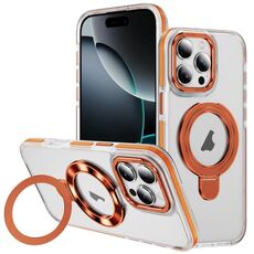 Per iPhone 16 Pro Max Custodia per telefono con supporto magnetico MagSafe in acrilico ibrido TPU bicolore (arancione)