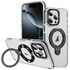 Per iPhone 16 Pro Max Custodia per telefono con supporto magnetico MagSafe in acrilico ibrido in TPU bicolore (nero)