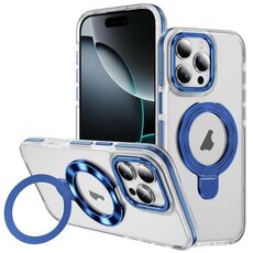 Per iPhone 16 Pro Max Custodia per telefono con supporto magnetico MagSafe in acrilico ibrido in TPU bicolore (blu)
