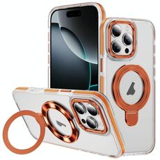 Per iPhone 16 Pro Custodia per telefono con supporto magnetico MagSafe in acrilico ibrido TPU bicolore (arancione)
