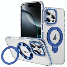 Per iPhone 16 Pro Custodia per telefono con supporto magnetico MagSafe in acrilico ibrido TPU bicolore (blu)