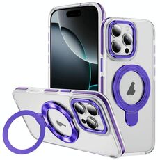Per iPhone 16 Pro Custodia per telefono con supporto magnetico MagSafe in acrilico ibrido TPU bicolore (viola)