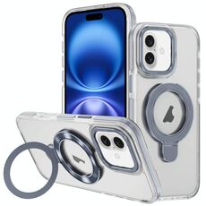Per iPhone 16 Plus Custodia per telefono con supporto magnetico MagSafe in acrilico ibrido TPU bicolore (grigio)