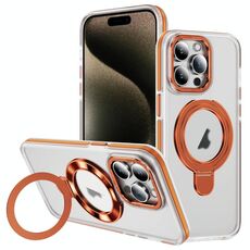 Per iPhone 15 Pro Max Custodia per telefono con supporto magnetico MagSafe in acrilico ibrido TPU bicolore (arancione)