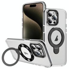 Per iPhone 15 Pro Max Custodia per telefono con supporto magnetico MagSafe in acrilico ibrido in TPU bicolore (nero)