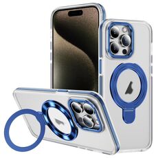 Per iPhone 15 Pro Max Custodia per telefono con supporto magnetico MagSafe in acrilico ibrido in TPU bicolore (blu)