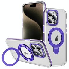 Per iPhone 15 Pro Max Custodia per telefono con supporto magnetico MagSafe in acrilico ibrido TPU bicolore (viola)