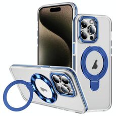 Per iPhone 15 Pro Custodia per telefono con supporto magnetico MagSafe in acrilico ibrido TPU bicolore (blu)