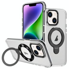 Per iPhone 14 Custodia per telefono con supporto magnetico MagSafe in acrilico ibrido TPU bicolore (nero)