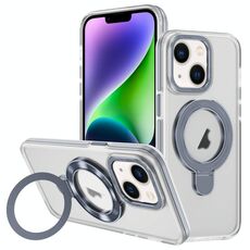 Per iPhone 14 Custodia per telefono con supporto magnetico MagSafe in acrilico ibrido TPU bicolore (grigio)