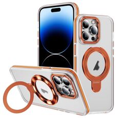 Per iPhone 14 Pro Custodia per telefono con supporto magnetico MagSafe in acrilico ibrido TPU bicolore (arancione)