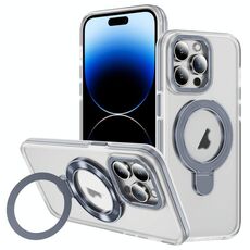 Per iPhone 14 Pro Custodia per telefono con supporto magnetico MagSafe in acrilico ibrido TPU bicolore (grigio)