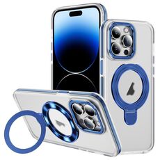 Per iPhone 14 Pro Max Custodia per telefono con supporto magnetico MagSafe in acrilico ibrido in TPU bicolore (blu)