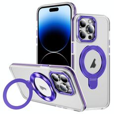 Per iPhone 14 Pro Max Custodia per telefono con supporto magnetico MagSafe in acrilico ibrido TPU bicolore (viola)