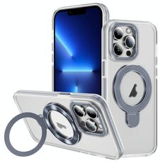 Per iPhone 13 Pro Custodia per telefono con supporto magnetico MagSafe in acrilico ibrido TPU bicolore (grigio)