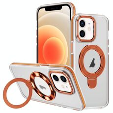 Per iPhone 12 Custodia per telefono con supporto magnetico MagSafe in acrilico ibrido TPU bicolore (arancione)