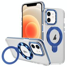 Per iPhone 12 Custodia per telefono con supporto magnetico MagSafe in acrilico ibrido TPU bicolore (blu)