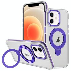 Per iPhone 12 Custodia per telefono con supporto magnetico MagSafe in acrilico ibrido TPU bicolore (viola)