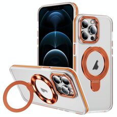 Per iPhone 12 Pro Max Custodia per telefono con supporto magnetico MagSafe in acrilico ibrido in TPU bicolore (arancione)