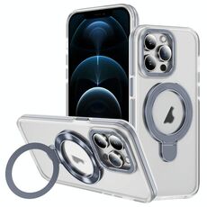 Per iPhone 12 Pro Max Custodia per telefono con supporto magnetico MagSafe in acrilico ibrido in TPU bicolore (grigio)