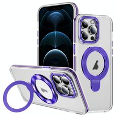 Per iPhone 12 Pro Max Custodia per telefono con supporto magnetico MagSafe in acrilico ibrido in TPU bicolore (viola)