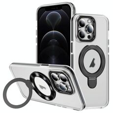 Per iPhone 12 Pro Custodia per telefono con supporto magnetico MagSafe in acrilico ibrido TPU bicolore (nero)