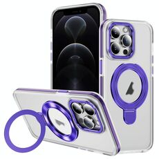 Per iPhone 12 Pro Custodia per telefono con supporto magnetico MagSafe in acrilico ibrido TPU bicolore (viola)