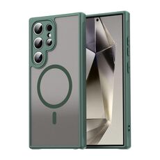 Per Samsung Galaxy S25 Ultra 5G Fan Dun Series TPU Hybrid PC Frosted Magsafe Custodia per telefono (verde)