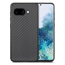 Per Google Pixel 9a Custodia per telefono con cover posteriore in pelle con trama in fibra di carbonio (nero)