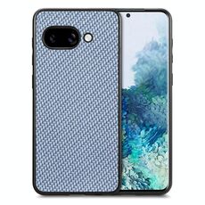 Per Google Pixel 9a Custodia per telefono con cover posteriore in pelle con trama in fibra di carbonio (blu)