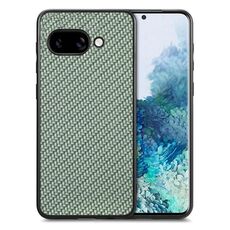 Per Google Pixel 9a Custodia per telefono con cover posteriore in pelle con trama in fibra di carbonio (verde)