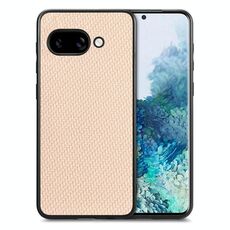 Per Google Pixel 9a Custodia per telefono con cover posteriore in pelle con trama in fibra di carbonio (cachi)