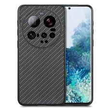 Per Xiaomi 15 Ultra Custodia per telefono in pelle con trama in fibra di carbonio (nero)