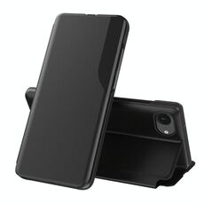 Per iPhone 16e Custodia in pelle con display laterale Flip (nero)