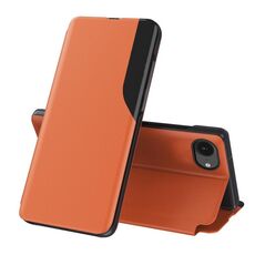 Per iPhone 16e Custodia in pelle con display laterale Flip (arancione)