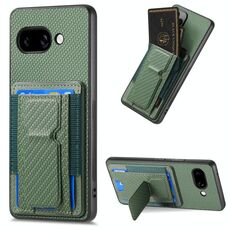 Per Google Pixel 9a Custodia per telefono con supporto elastico pieghevole in fibra di carbonio (verde)