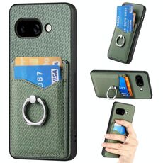 Per Google Pixel 9a Custodia per telefono con anello in fibra di carbonio (verde)