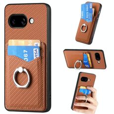 Per Google Pixel 9a Custodia per telefono con anello in fibra di carbonio (marrone)