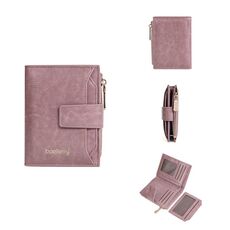 Baellerry N5122 Portafoglio corto da donna in pelle cerata con cerniera e portamonete (rosa)