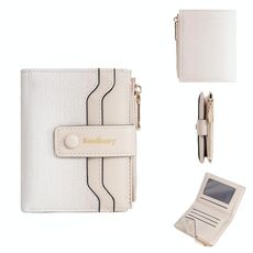 Baellerry NR118 Portafoglio corto da donna con cerniera multi-carta e colore sfumato (beige)