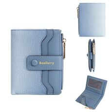 Baellerry NR118 Portafoglio corto da donna con cerniera multi-carta e colore sfumato (azzurro)