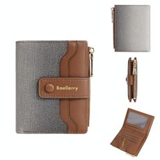 Baellerry NR118 Portafoglio corto da donna con cerniera multi-carta e colore sfumato (marrone scuro)