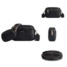 Baellerry N8938 Borsa a tracolla grande capacità piccola quadrata in PU da donna (nera)