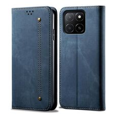 Custodia per telefono in pelle con texture denim per Honor X8c 4G (blu)
